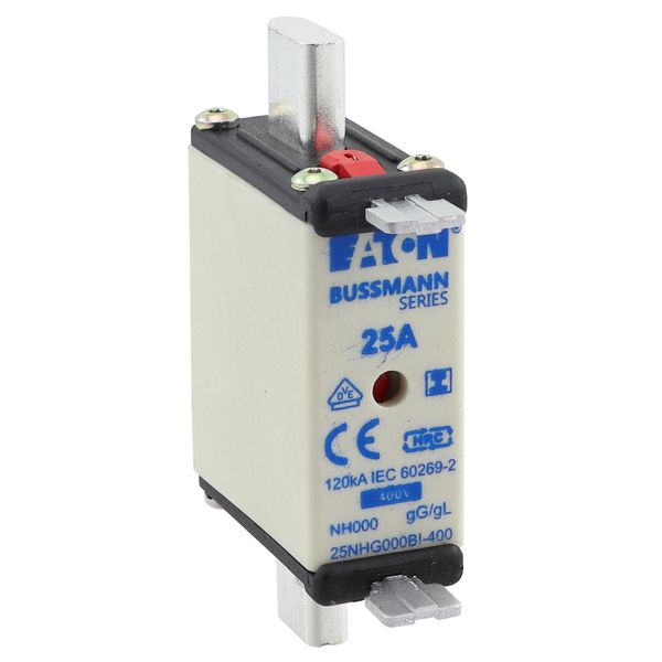 Fuse-link, LV, 25 A, AC 400 V, NH000, gL/gG, IEC, dual indicator, insulated gripping lugs image 12