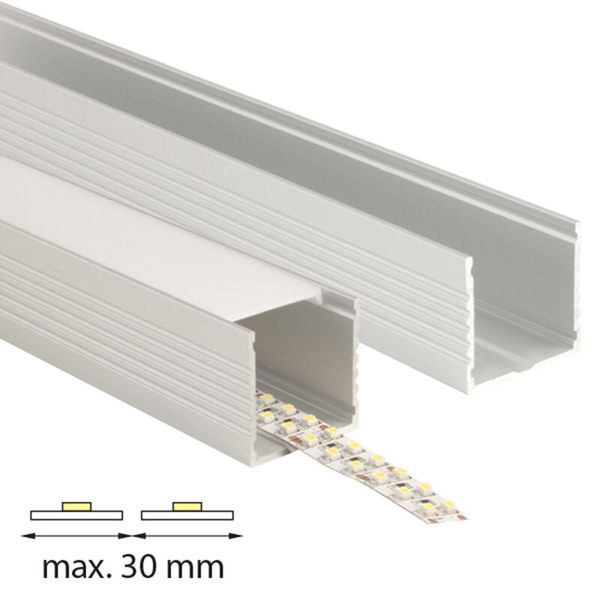 Attached PO aluminum profile, 35x35 mm, White diffuser, complete, 1 m image 1