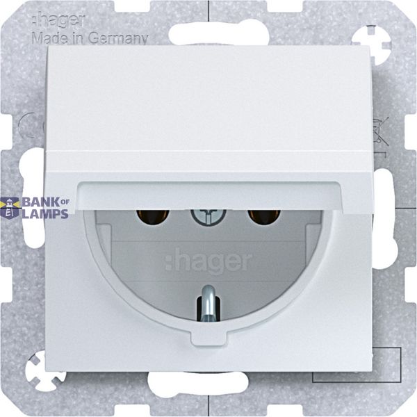 SCHUKO wall socket, self-closing compartment, push-in, A.x/C.x matte white image 1