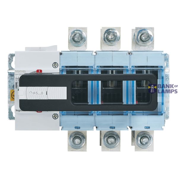 Manual source changeover DSX size 2 160A 3 poles - Rated current = 160A - for mounting on plate image 2