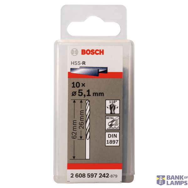 Stub drill bits, HSS-R, DIN 1897 5,1 x 26 x 62 mm 10 pcs. image 2