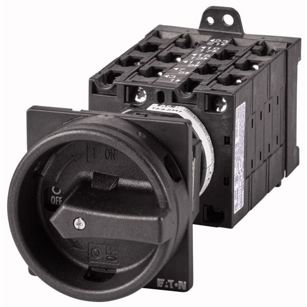 T3-6-8348/V/SVB-SW Main switch, T3, 32 A, rear mounting, 6 contact unit(s), 12-pole, STOP function, With black rotary handle and locking ring image 1