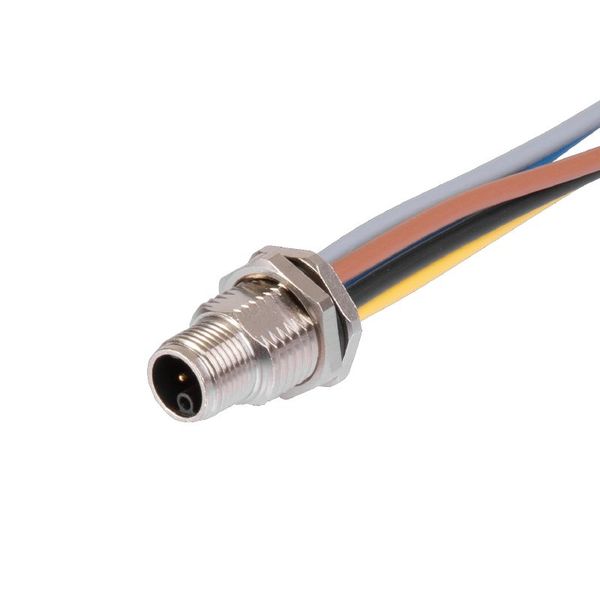 Built-in plugs, M12, Female socket, straight, Mounting thread: M 16 x 1.5, Number of poles: 5, Strand / cable length: 0.2 m, Rear panel mounting image 1