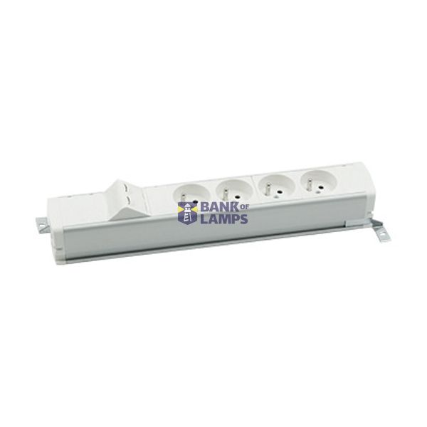 Standard power strip set: 4x250V type E + 2xRJ45 plate with Keystone mounting, screw, white image 1