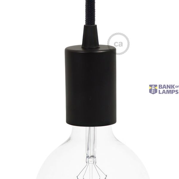 Cylindrical metal E27 lamp holder kit image 1