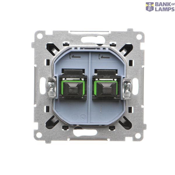 Double socket outlet with earthing and shutters - Czech pin system, Silver matt, metalic, 16A image 2