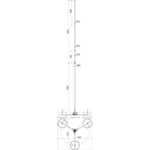 Air-term. rod D 40/22/16/10mm Al L 4500mm w. hinged tripod St/tZn  -KI image 2