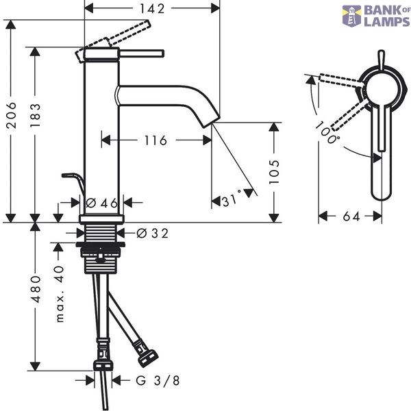 Tecturis S 110 sink mixer CoolStart, with pop-up, chrome image 1