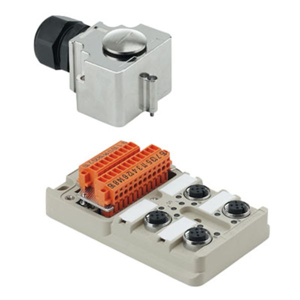 Hood version with M25 outlet, M12, 30 V, A-coded, LED: Yes, LED initiator: Yes, Wiring type: PNP image 1