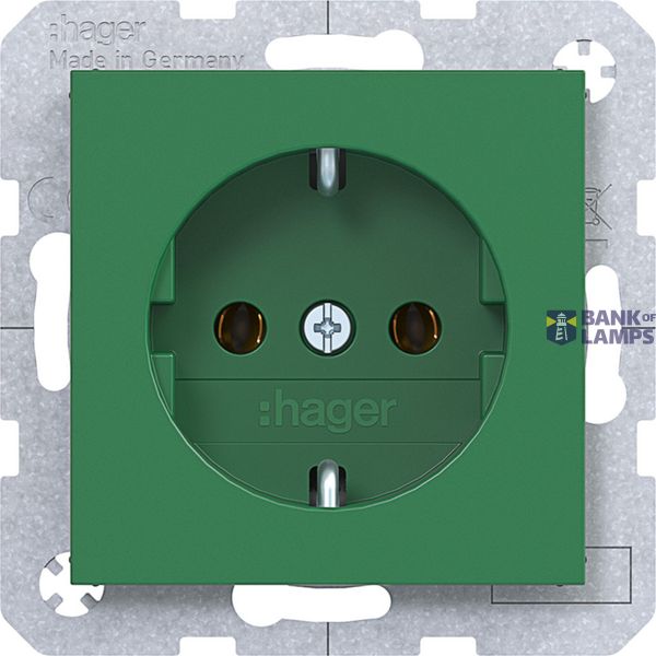 SCHUKO wall socket, plug-in type, A.x/C.x, glossy green image 1