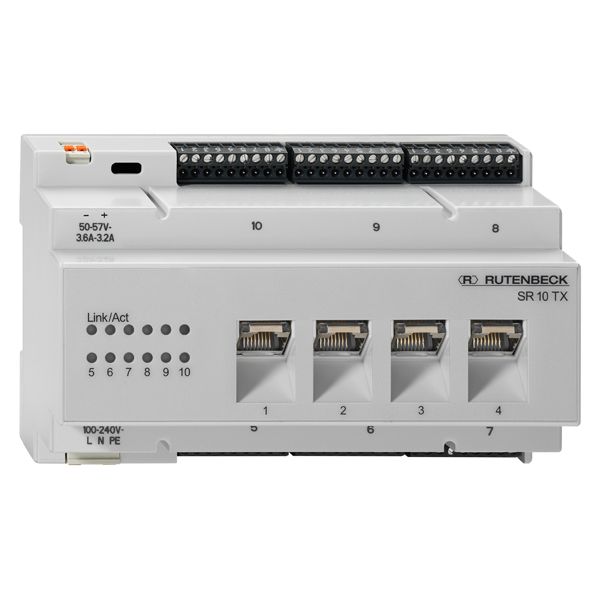 REG switch, transmission rate 10/100/1000 Mbit/s, for 10 data terminals, 8TE (1TE=18 mm), light gray (similar to RAL 7035) image 1