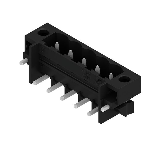 PCB plug-in connector, male header, Solder flange, THT/THR solder connection, 5.08 mm, Number of poles: 5, 270°, Solder pin length (l): 1.5 mm, tinned, black, Tape image 1