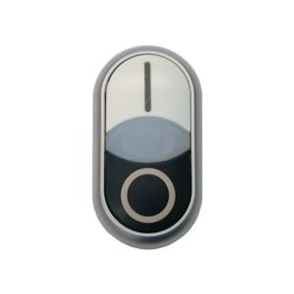 M22S-DDLM-WS-X1/X0 Double actuator pushbutton, RMQ-Titan, Pushbutton actuator I and indicator light flush, pushbutton actuator 0 non-flush, momentary, White lens, white, image 2