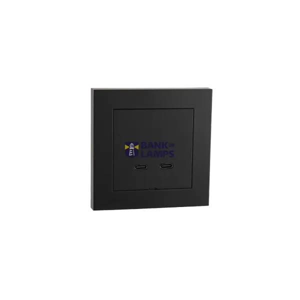 USB 2XC CHARGER 60W FLUSH MOUNTED BLACK 6-PACK image 1