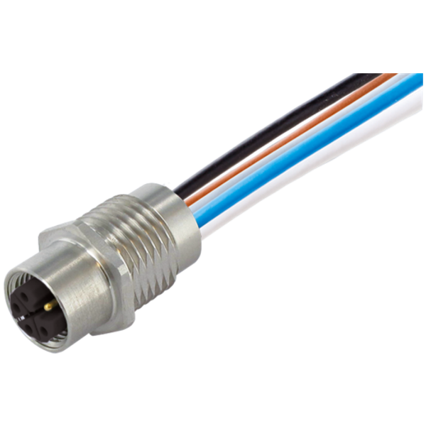 M12 Power female recept. L-cod. front incl.nut PE-X-wires 4x2.5 1m image 1
