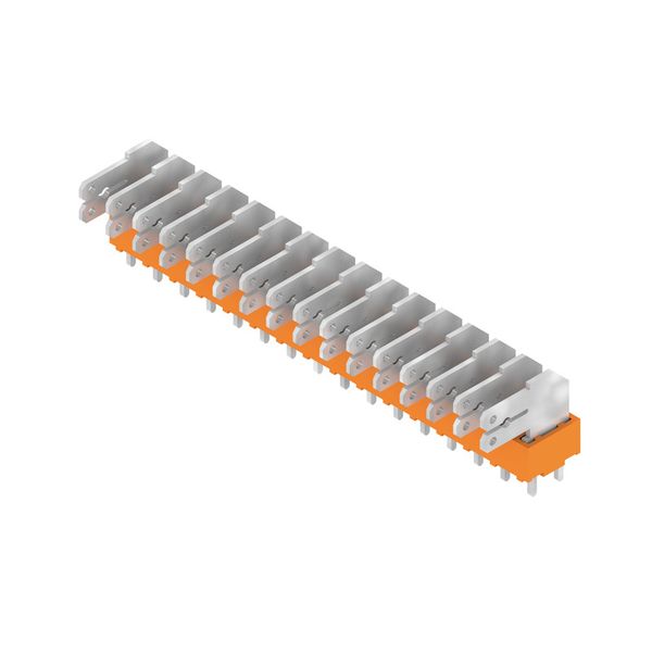 Printed circuit board terminals, 5.00 mm, Number of poles: 16, 90°, Solder pin length (l): 3.5 mm, tinned, orange, Flat-blade connection, Box image 2