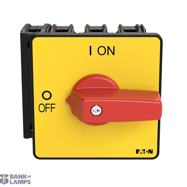 P3 On-off switch, 80 A,Flush mounting, 4 pole, Form E, Red, Short thum image 1