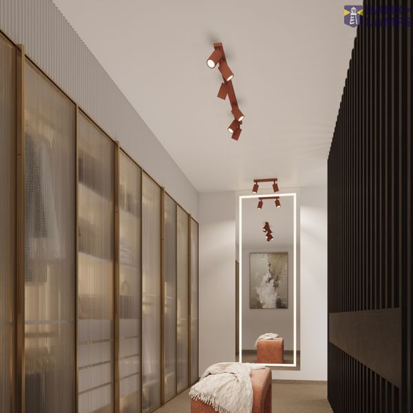 CARBON CEILING LAMP WITH REFLECTORS ON A ROUND RED HEADLINING 3XGU10 image 8