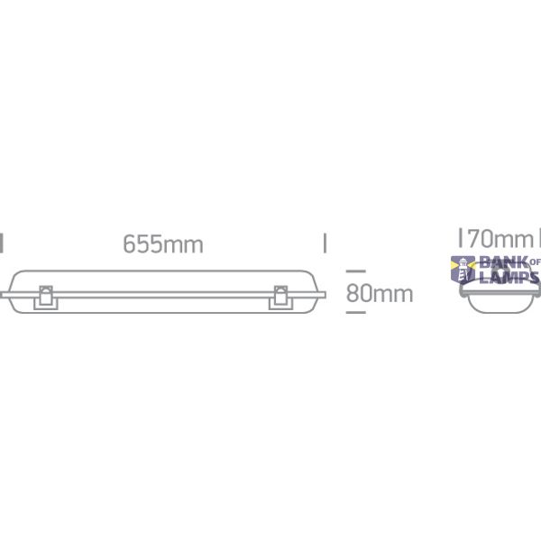 IP65 FOR 1xT8 LED TUBE 600mm PC/PC image 4