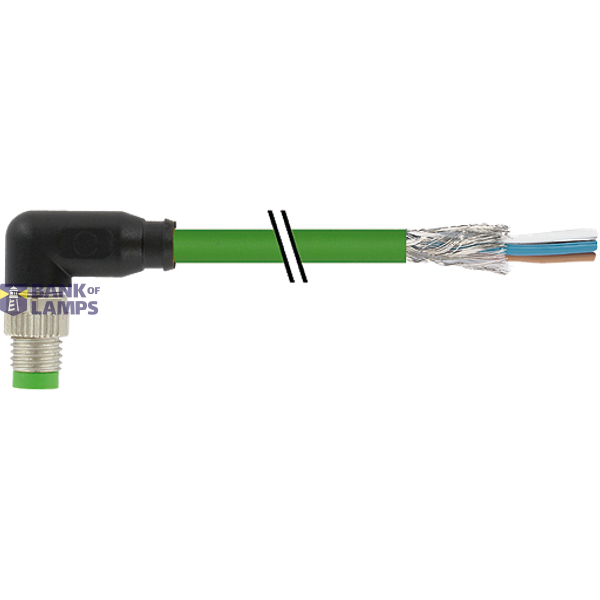 M8 male 90° A-cod. with cable shielded PUR 1x4xAWG26 GN 25m image 2