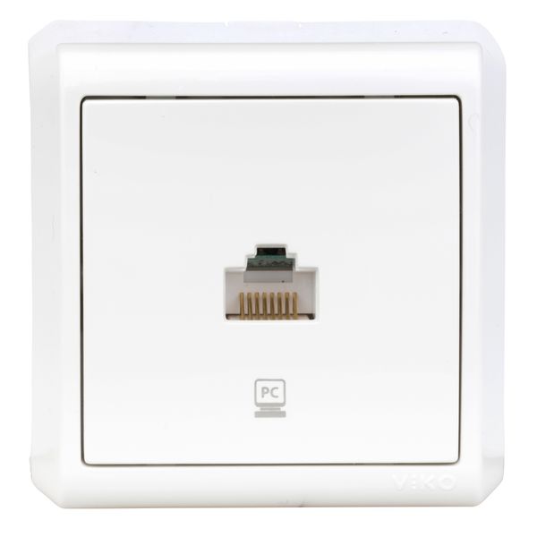 Data socket, CAT5e, 1fold, screw clamps, VISIO IP20, white image 1