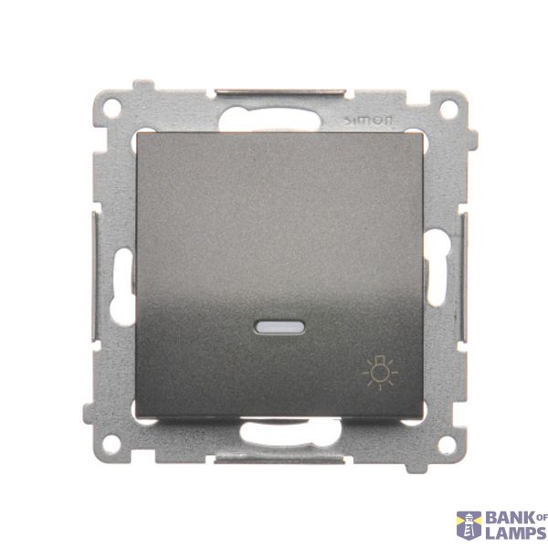 "Light" push button with LED indicator light, (module), 10AX, quick connection, anthracite, metalic image 1