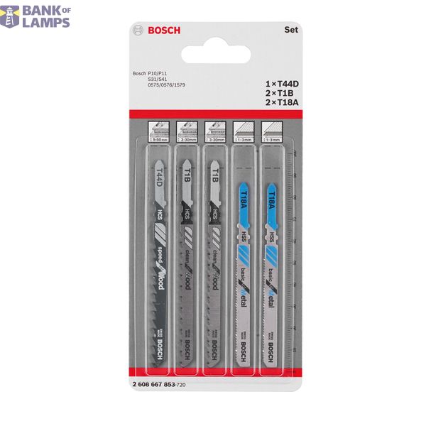5-piece T-Shank jigsaw blade set Wood and Metal 5 pcs. image 1