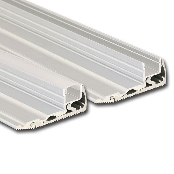 Step-on aluminum profile BL 59x22 mm silver color matt diffuser complete 1 m image 1