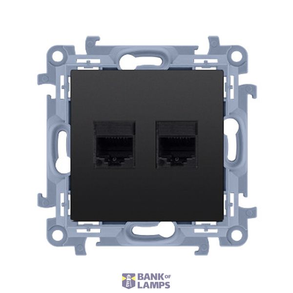 Computer socket RJ45 category 5e + telephone socket RJ11, black matt image 1