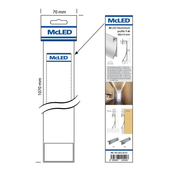Aluminum profile for plasterboards AI 1m Whitey diffus., 2x end image 1
