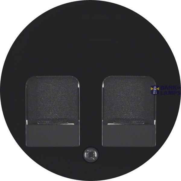 Central part RJ data socket 2-way with dust slide R.1/R.3/R.8, black image 1