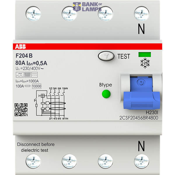 F204 B-80/0.5 Residual Current Circuit Breaker F200-4P-500 mA-80 A-Typ image 1