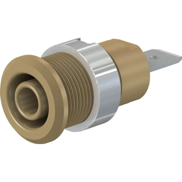 4 mm socket, flat plug connection, mounting Ø 12.2 mm, CAT III, brown, 49.7046-27 image 1