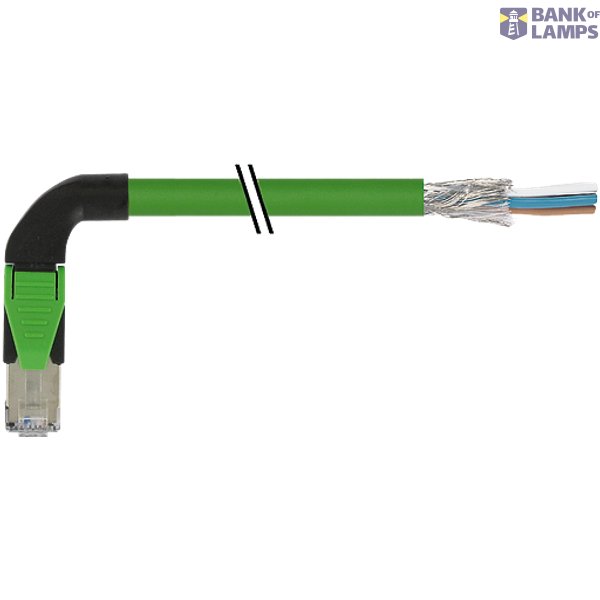 RJ45 male 90° right with cable shielded PUR 1x4xAWG22  gn 8m image 2