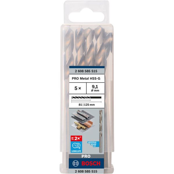 Metal drill bits HSS-G, DIN 338 9,1 x 81 x 125 mm 5 pcs. image 1