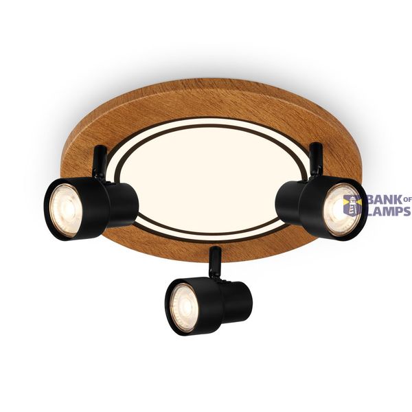 LED Deckenleuchte,schwarz-holzfarben,3xGU10+LED image 1