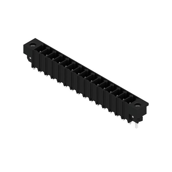 PCB plug-in connector, male header, Solder flange, THT/THR solder connection, 3.81 mm, Number of poles: 15, 180°, Solder pin length (l): 3.2 mm, tinned, black, Box image 4