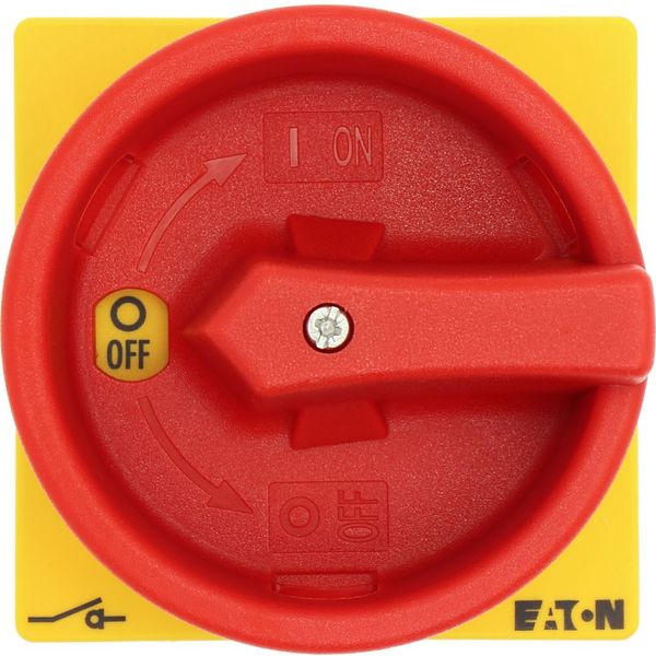 P3-63/EA/SVB/2HI11 Main switch, P3, 63 A, flush mounting, 3 pole, 2 N/O, 2 N/C, Emergency switching off function, With red rotary handle and yellow locking ring image 18