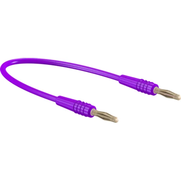 Measuring lead with (2 mm plug, spring-loaded, straight) to (2 mm plug, spring-loaded, straight), 150 mm, purple, PVC, 0.5 mm², 28.0047-01526 image 1