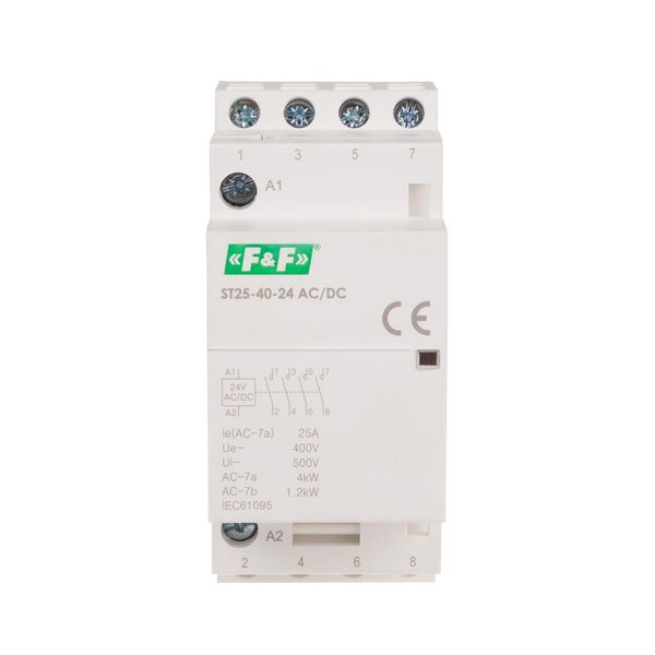 Modular contactor, rail mounting, 4xNO contacts, 25A, 24V DC image 2