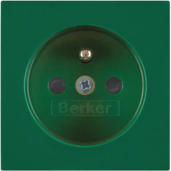 Center piece for socket with ground pin with touch protection, Berker S.1/B.x, green, gloss image 1