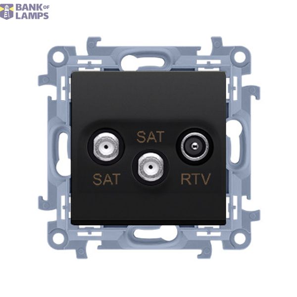 SAT-SAT-RTV double aerial socket, atten.: 1dB, black matt image 1