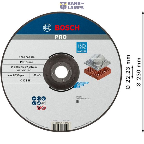 Standard for Stone cutting disc with depressed centre C 30 S BF, 230 mm, 22,23 mm, 3,0 mm image 2