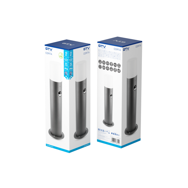 Garden luminaire CORTA with motion sensor, E27, max. 25 W, IP44, post 400 mm, graphite image 2