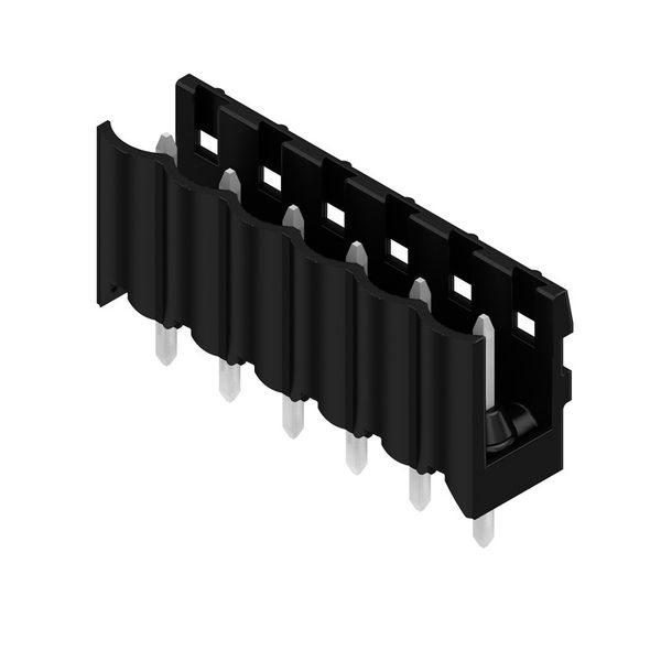 PCB plug-in connector, male header, open side, THT solder connection, 5.00 mm, Number of poles: 6, 180°, Solder pin length (l): 4.5 mm, tinned, black, Box image 4