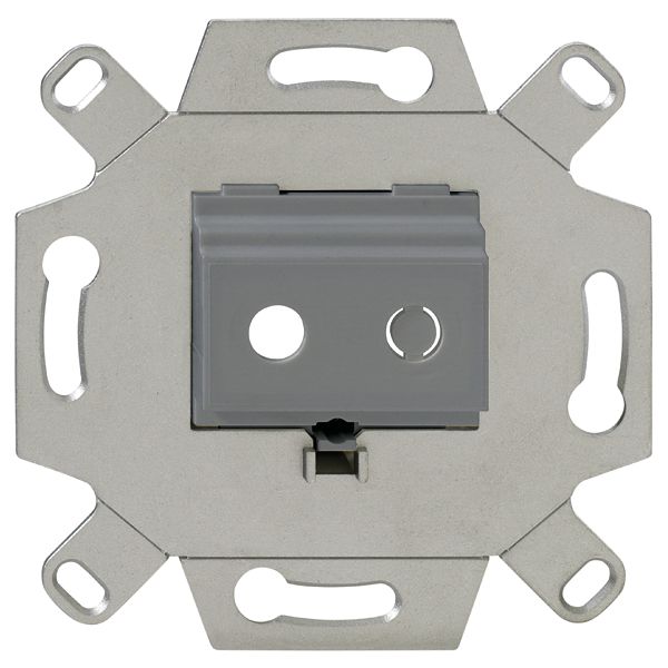 Mounting adapter, 2-fold, mouse gray (similar to RAL 7005), for mini jack socket (3.5 mm), for TAE covers image 1