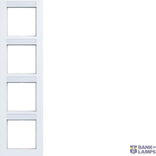 Cover frame 4-way vertical, text field, A.1, light white matte image 1