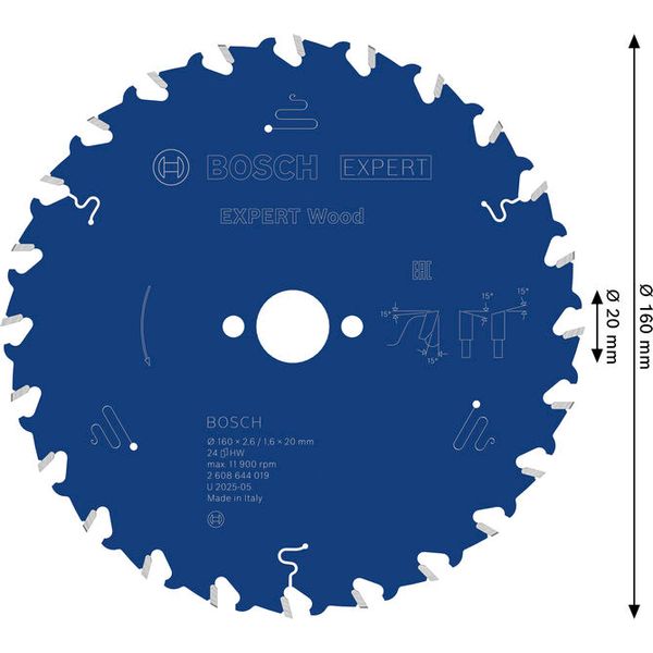 Circular saw blade Expert for Wood 160 x 20 x 2,6 mm, 24 image 3