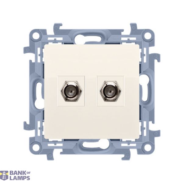 Double SAT final aerial socket, cream white/electro white image 1