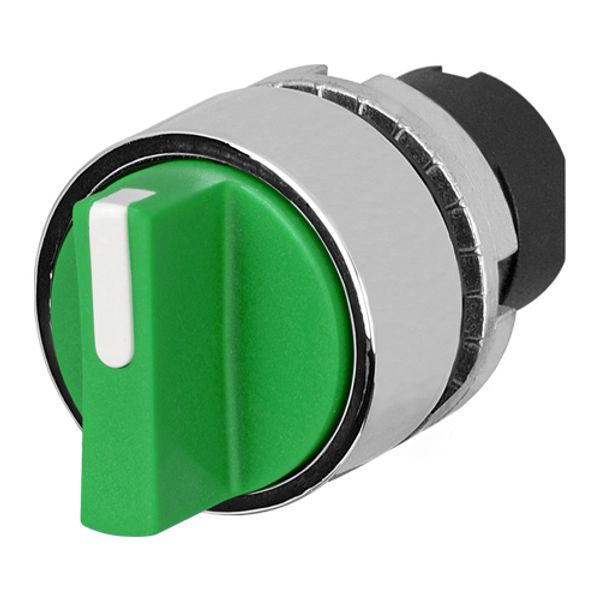 Knob selector switch, green, 3-position, Cam O, metal image 1